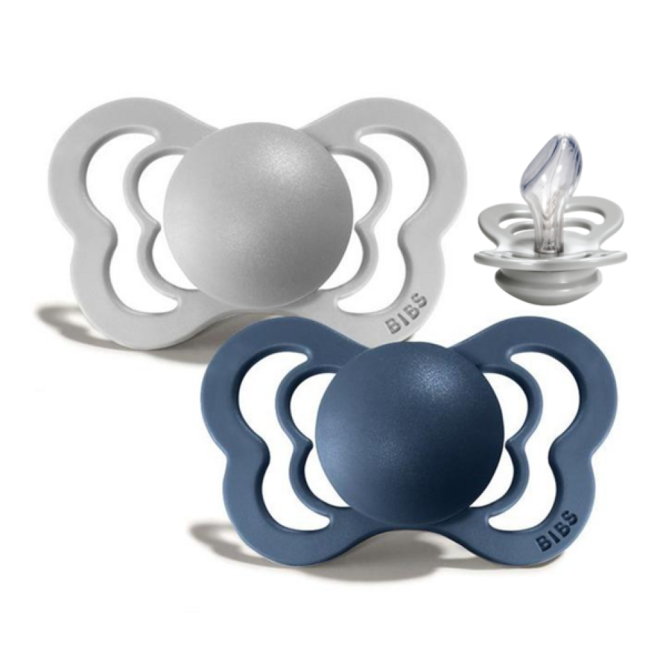 Cloud & Steel Blue Silicone - Bibs Couture 0-6 Monate